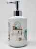 Karelian Bear Dog in Bathtub Ceramic Soap Dispenser Hand Soap Dispenser Pump Bottles for Bathroom Kitchen, Empty Refillable Liquid Soap Container