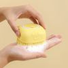 Pet Grooming Bath Massage Brush with Soap and Shampoo Dispenser Soft Silicone Bristle for Long Short Haired Dogs Cats Shower, Blue