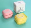 Pet Grooming Bath Massage Brush with Soap and Shampoo Dispenser Soft Silicone Bristle for Long Short Haired Dogs Cats Shower,